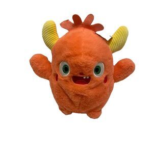 Goffa Orange Monster Plush Yellow Horns 8" Stuffed Animal Toy